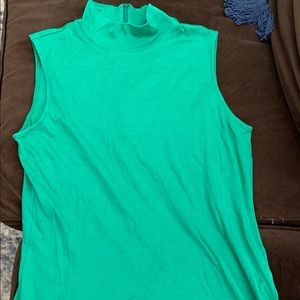 Talbots green mock turtle neck sleeveless top.